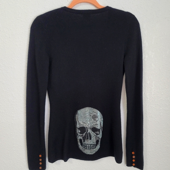 Kings of Cole Sweaters - Kings Of Cole Pure Cashmere Rhinestone Skull Cardigan, Size XS